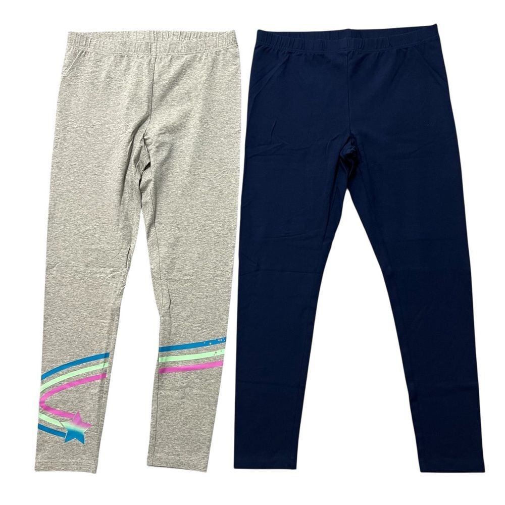 Lands' End Girls Leggings Bundle NEW Size XL Navy Gray Rainbow Pattern